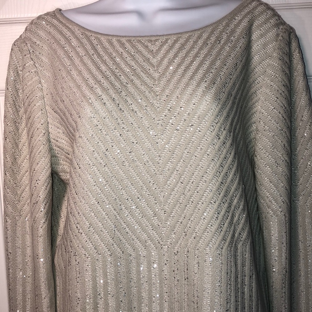 NWT St. John Silver Sequined Sweater Sz M